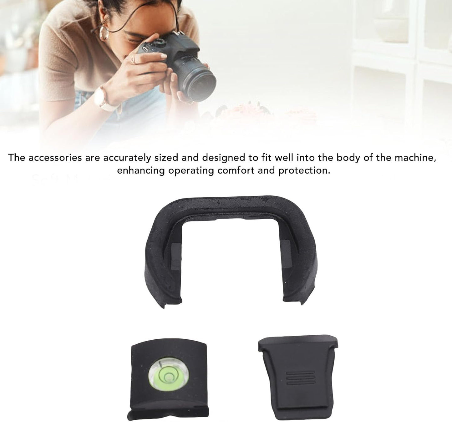 Camera Eyecup, Soft Silicone Hot Shoe Cover Kit Bubble Spirit Level Photography Accessory for Enhanced Viewfinder