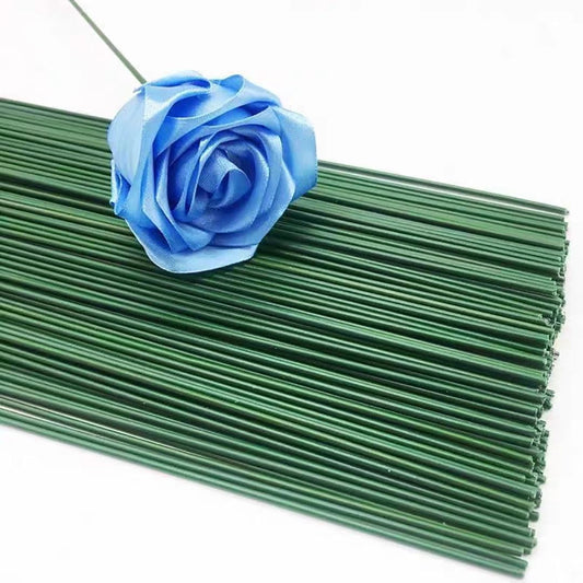 Green Floral Stems Wire 15.7 Inch 2 Gauge 100PCS for Flower Arrangements Crafts, Artificial Floweres Wire Stems for Floral Stick, DIY Plant