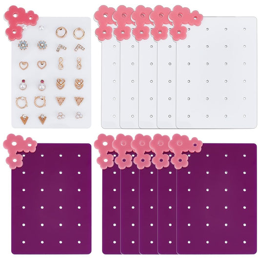 OLYCRAFT 12Pcs Acrylic Earring Display Card Portable Acrylic Earring Organizer with 24 Holes Stud Earrings Storage Holder Flower Jewelry Show Rack for Travel Home Earrings Jewelry Supplies