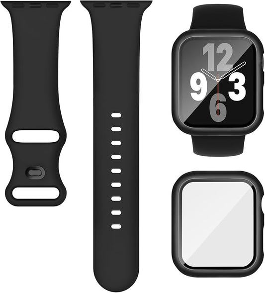Compatible for Apple Watch Series 11 10 Band 46mm and Case with Screen Protector, Soft Silicone Sport Strap Bands and Protective Cover with Tempered Glass for iWatch Series 11 10