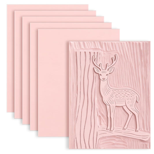 Oopsu 6 Pack 4"x6" Pale Pink Rubber Stamp Carving Blocks Rubber Carved Brick for Stamp Soft Rubber Crafts and DIY Craft Project