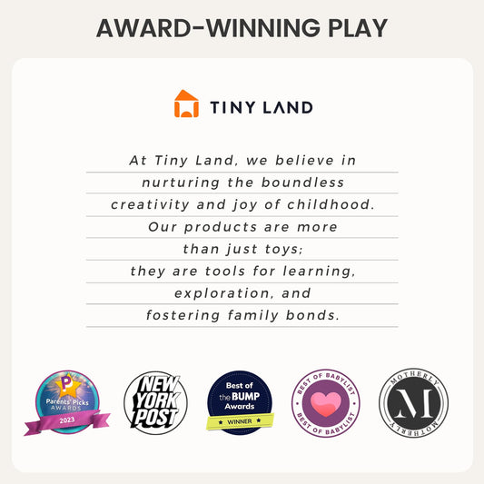 Tiny Land Montessori Toy Set for Babies 7-9 Months Senser Play Kit - 5-in-1 Wooden Learning Toys with Object Permanence Box, Sensory Ball, Stacking Cups and Mirror Puzzle,Body Board Book