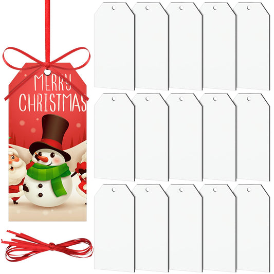Marsui 15 Pcs Sublimation Ornament Blanks MDF DIY Personalized Sublimation Blank Pendants Bulk Hanging Tree Tags Crafts for Easter Party Decoration Name Holiday Tag(4.72 x 2.36 Inches)