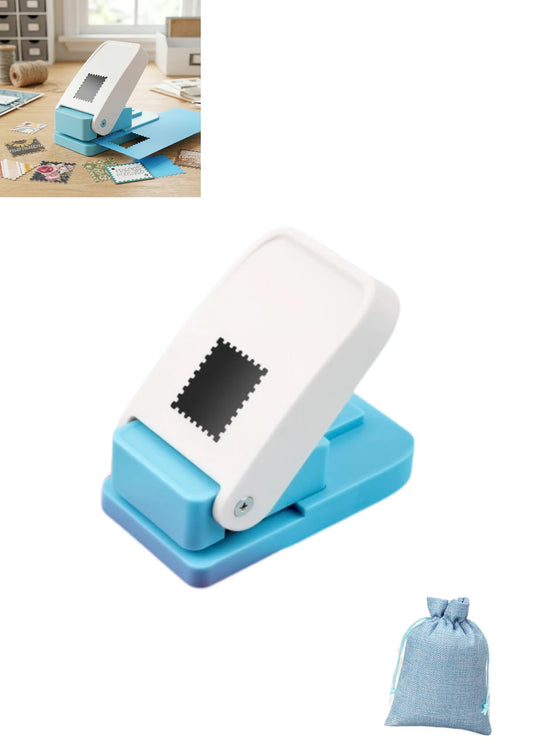 Stamp Punch with Storage Bag, Postage Stamp Paper Punch Heavy Duty, Lever Craft Paper Punches for Scrapbooking, Card Making, DIY Projects, Stamp Puncher that Looks Like a Real Stamp (1x0.8 inch)