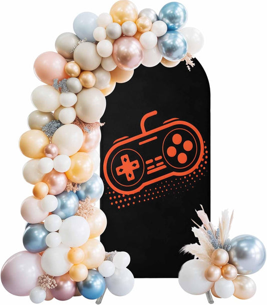 BaqwedCoSz 6.6 Game Theme Arch Backdrop Cover FT Red Game Controller Stretchy Elastic Arch Stand Covers Spandex Arched