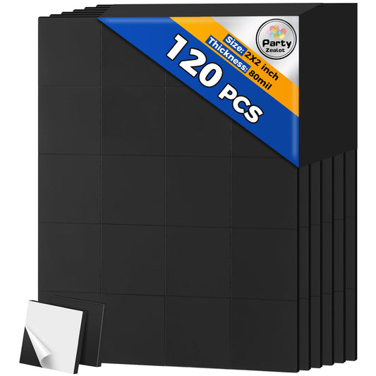 Party Zealot 120 Pcs 2 Inch Square Magnets with Adhesive Backing, 80 mil Magnetic Squares Sheets, Precut Sticky Magnets for DIY Crafts Projects Whiteboard Fridge, Organization, Magnetic Strips