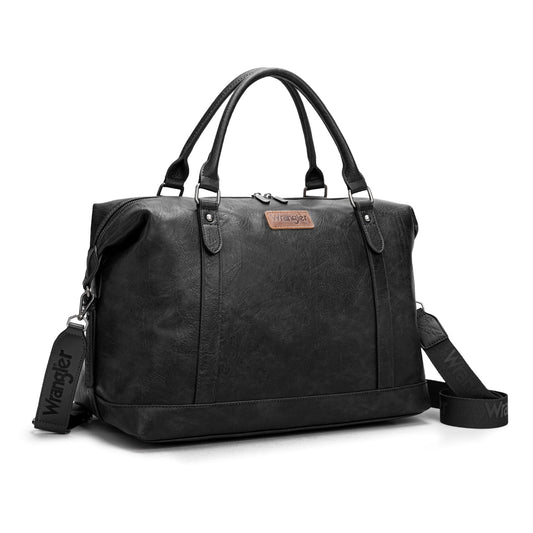Wrangler Duffel Bag Large Travel Weekender Bag for Women Waterproof Carry on Overnight Bag for Gym,Trips,Weekends,Black