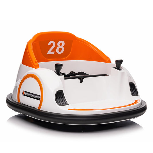 12V Kids Ride On Bumper Car Electric Vehicle for Toddlers Ride on Toy Bumping Car with Remote Control, Battery Display, 360°Spin, LED Lights, MP3, USB, Orange