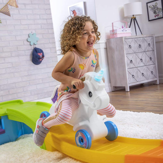 Step2 Unicorn Up & Down Roller Coaster Kids Ride On Toy, Push Car, Indoor/Outdoor Playset, Made of Durable Plastic, Max Weight 50 lbs., For Toddlers 2-5 Years Old, Multicolor