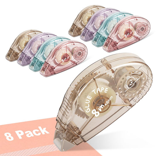 Double Sided Tape Roller - 8 Pack Adhesive Scrapbook Glue Tape Runner Roller for Scrapbooking,Wrapping, School Kids Paper Handicraft,Crafts Gift Wrap and Arts Projects (8mm x 210ft)