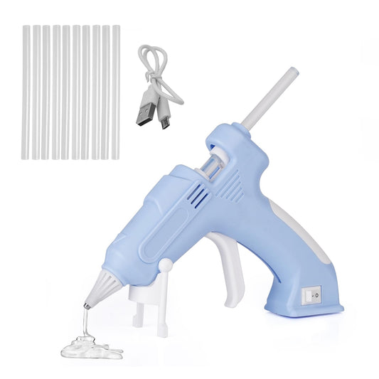 Cordless Hot Glue Gun Glue Gun Fast Preheating Gun Kit with 20 Pcs Sticks USB Rechargeable Cordless Glue Gun for Quick Home Repairs, Arts, Crafts, DIY and Festival Decorations