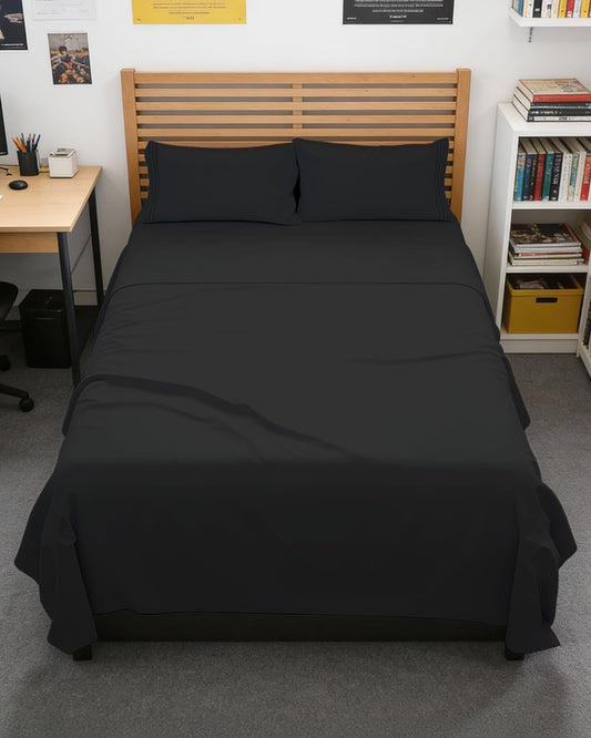 Skiennix Full XL Bed Sheet Set - Soft, Breathable & Cooling 4-Piece Luxury Bedding - Deep Pockets, Fade & Wrinkle Free - Black