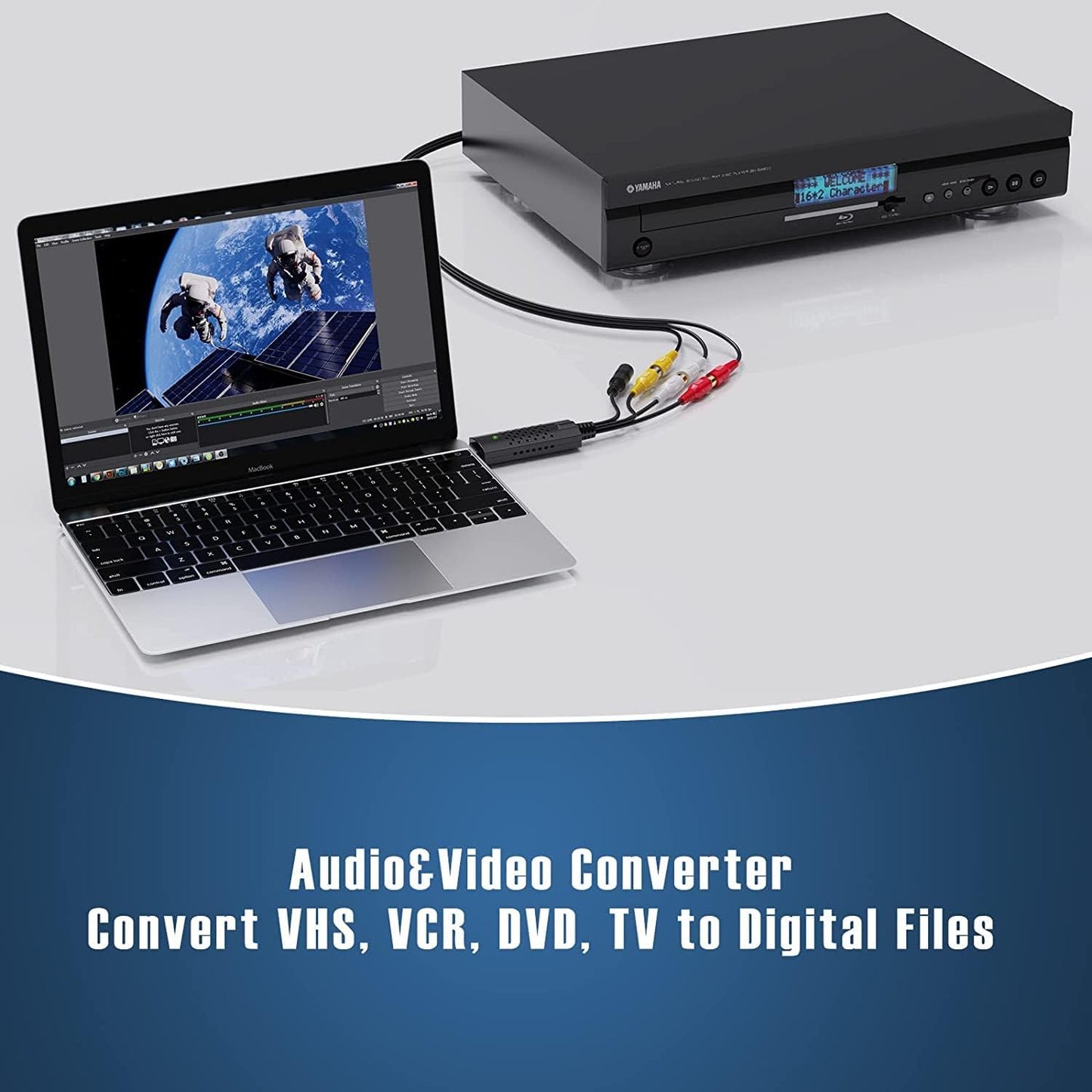 Flsazrx Hi8 Capture Card, USB Video Capture Card Device, Audio Video Converter Grabber for RCA to USB-Convert VHS Mini