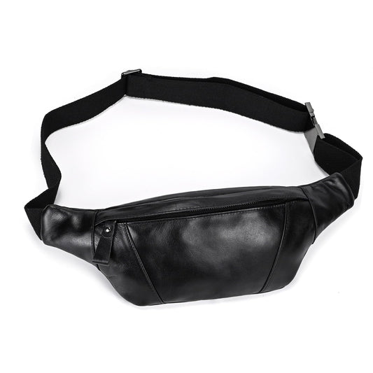 Yevabo Genuine Leather Waist Bag for Men Women, Fanny Pack with Multi-Pockets, Adjustable Strap for Travel, Hiking & Daily Use, Black
