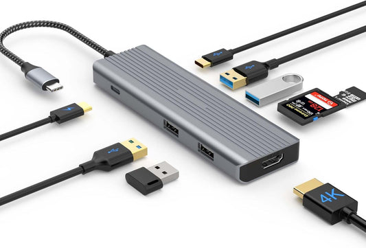 TOTU 9 1 (4K 2*USB 3.0 2*USB 2.0 USB Hub, in USB C Docking Station for Type C Laptops HDMI, Type-A, USB-C Data Transfer
