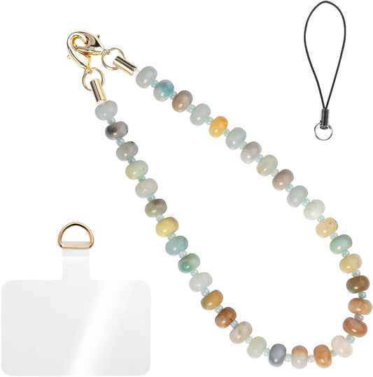CH.yishi Handmade Natural Gemstone Beaded Charm Cell Phone Camera Lanyard, Wrist Strap, Phone Chain String, Keychain