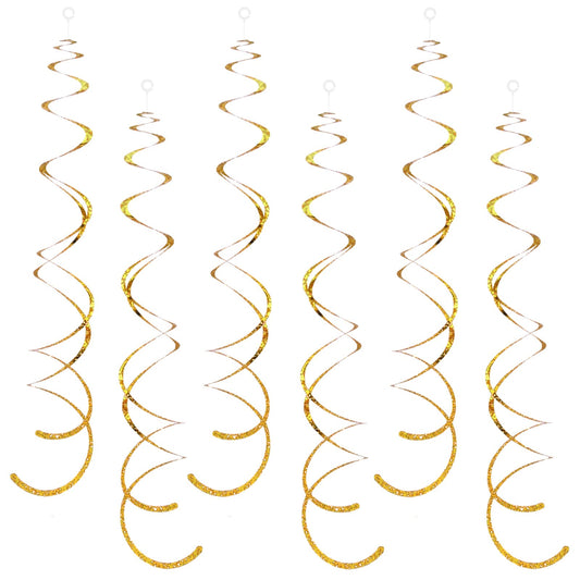 30 Pieces Gold Hanging Swirl Decorations Sparkle Golden Plastic Streamers Ceiling Decorations Wedding Bachelorette Baby Shower Birthday Party Anniversary Graduation Christmas New Year Decorations