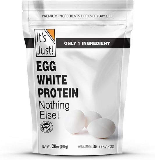 It's Just! - Egg White Protein Powder, Dried Egg Whites Protein, Meringue Ingredient, Non-GMO, USA Farms (Unflavored, 20oz)