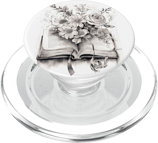 Cute Book Lover Reading Bookworm Botanical Books and Flowers Reading Book Lover Floral PopSockets MagSafe PopGrip