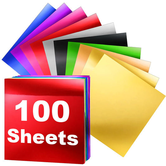 ZEAYEA 100 Sheets Metallic Cardstock Paper 12" x 12", 250 GSM Reflective Shimmer Cardstock, 10 Color Mirror Finish Paper Foil Board for Crafting, Invitation, Decoration, Card Making, DIY Projects