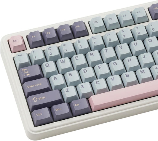 Thyrnovyn 126 Set, 60% 65% 75% 100% Keys PBT Double Shot Keycaps, Macaron Pastel Cute Keycap Pink Blue Dreamy Cherry