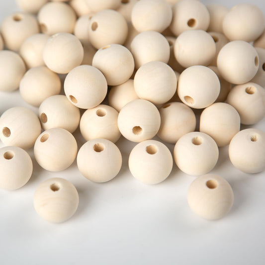 Baiinjiene 100Pcs 25mm Wooden Beads for Crafts, Natural Unfinished Round Wood Loose Craft Beads, Undyed Macrame Spacer Beads with Striped Grain for Garland and Jewelry Making (25mm)