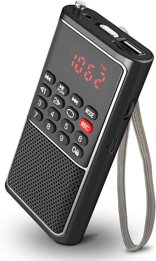 BOESPATR B01 Mp3 Mini Portable FM Radio USB Player, TF/SD Card/USB Slot Support Play Rec,Pocket Walkman Small Radio