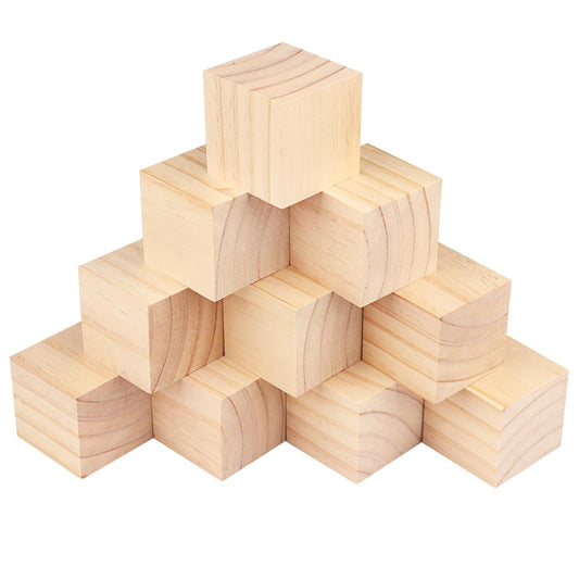GNIEMCKIN 10 Packs Wooden Blocks for Crafts, 3.15 Inch Pine Wood Cubes, Wooden Cubes for Paint, Stamp, Decorate, DIY Projects and Personalized Gifts