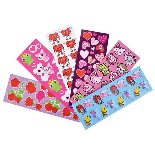 The Dreidel Company Valentine's Decorating Face Stickers, Red Heart's, Flowers, Animals Sticker Face, Great for Arts and Craftss, Assorted Stickers - (Pack of 100)