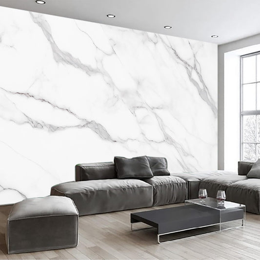 GLWYHY - Elegant White Marble Pattern self-Adhesive Mural and Light-Colored Striped Peel-and-Stick Bedroom Wallpaper - 58"x80"