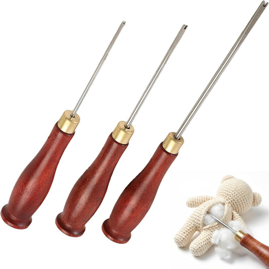 Famjoyart 3 Piece Stuffing Tool for Crafts Stuffed Animals Sewing Kit DIY Doll Making Supplies Versatile Handcrafts Crochet Fabric Stuffing Fork Cotton Filler Tools for Sewing Crafting Projects