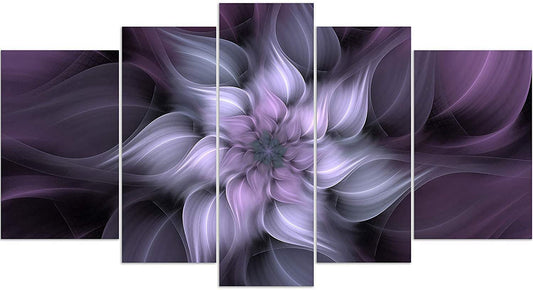 TutuBeer 5 Panel Bauhinia Chinese Redbud Purple Flower Plant Botany Picture Flower Artwork Oil Painting on Canvas Stretched and Framed Giclee Print Home Decoration Living Room Bedroom Wall Art Hanging
