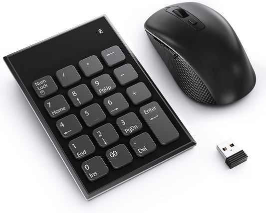 Yeemie Pro 19 3 2.4GHz Wireless Number Pad and Mouse Combo, Key USB Keypad and Adjustable DPI Silent Mouse, Ultra Slim