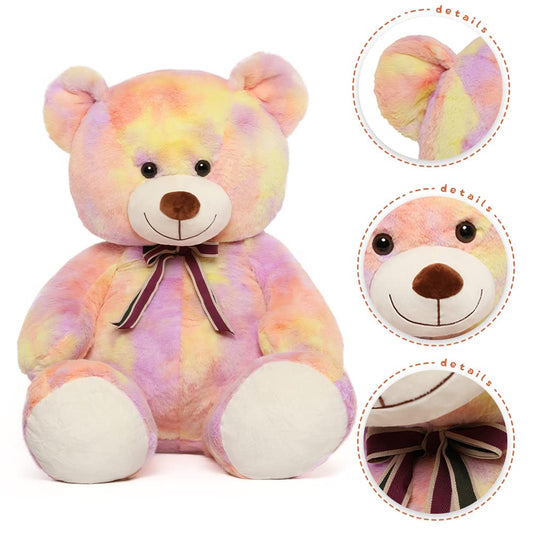 Tezituor 40in Giant Teddy Bear Stuffed Animal,Big Bear Plush Toys,Rainbow Yellow Soft Bear Plushies, Stuffed Animals Gifts for Baby Shower, Valentine, Christmas, Birthday, Party Decoration