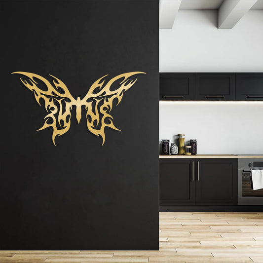 Metal Butterfly Wall Art, Butterfly Metal Wall Decor, Metal Butterfly Wall Decor, Butterfly Wall Art, Butterfly Wall Decor, Flowers Wall Art Decor, Metal Wall Art, Home Decor (Gold, 30"x16" | 76x42cm)