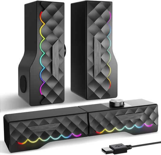 TONE JOY 2 1 PC Speakers - in Detachable Computer Speakers with LED for Dynamic and Cool Gaming - Gaming Speakers