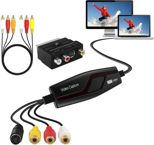VIXLW Hi8 VHS to Digital Converter,Video Capture Card Device,VHS VCR Mini DV to Mac Digital Converter,RCA to USB Video