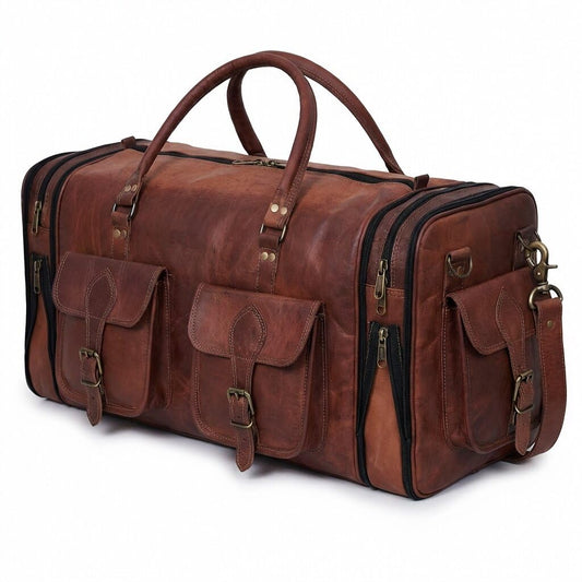 Handmade Vintage Travel Luggage 30 Inch Duffel Gym Sports Bag Weekender Travel Overnight Carry One Duffel Bag For Men (30 inch large)