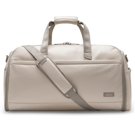 Halfday Convertible 2-in-1 Vegan Leather Premium Garment Duffel Weekender Bag 45L (Carry-on, Wrinkle-Free Travel, Hanging Suit Compartment, Shoe Pockets, Trolley Sleeve), Ivory