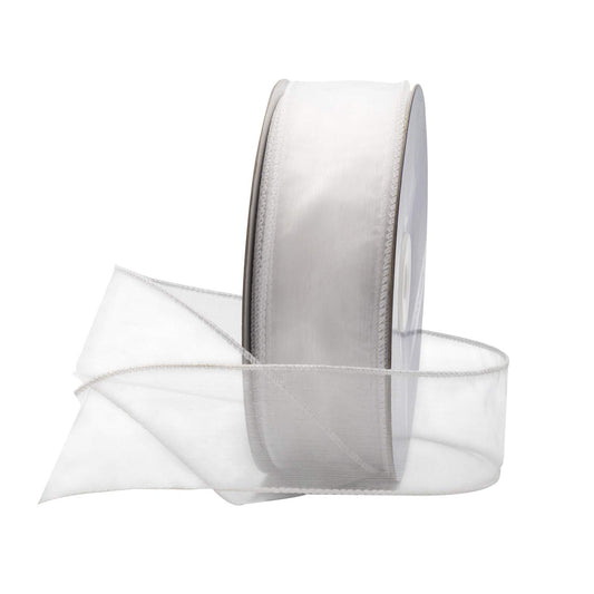 Royal Imports Organza Wired Sheer Ribbon 1.5" (#9) for Floral & Craft Decoration, 50 Yard Roll (150 FT Spool), White