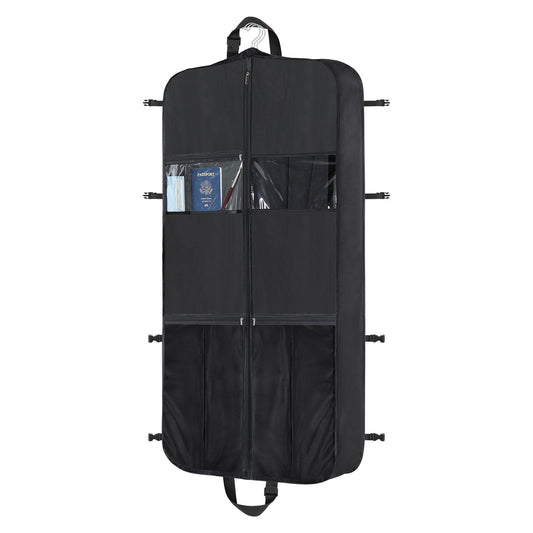 Zilink 48 Inch Garment Bags for Travel Heavy Duty Travel Suit Bag for Men Women with Buckles & Shoulder Strap Garment Bags for Hanging Clothes, Black