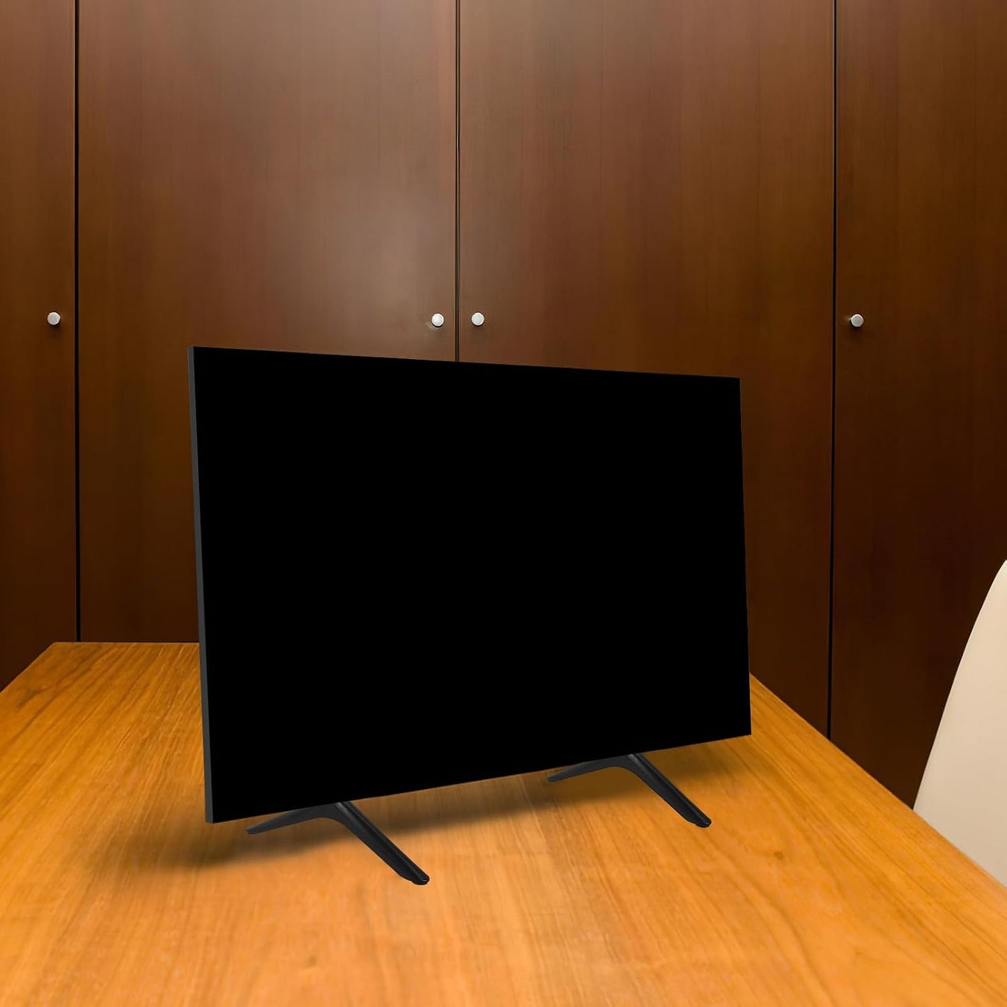 KALLORY Setup TV Stand Tabletop Base with Screws Metal TV Holder Support Suitable for Desktop Use and Home