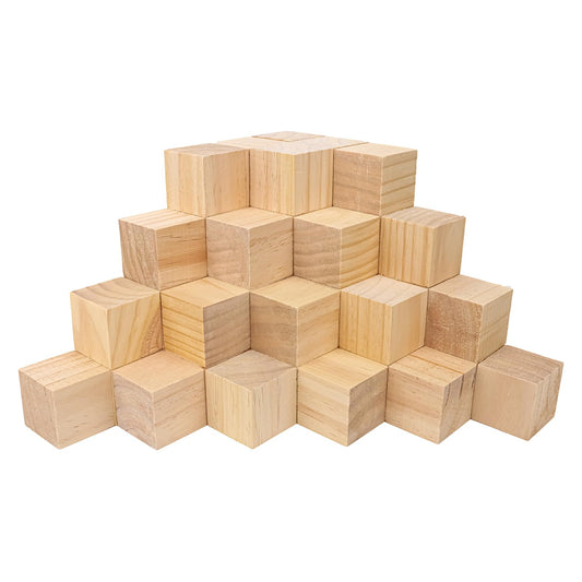 kukmakri 52 PCS Premium 2 Inch Wooden Cubes, Natural Pine Wood Cubes for Crafts, Wood Blocks Ready for Artistic DIY Projects-Unleash Creativity with Blank Wood Blocks