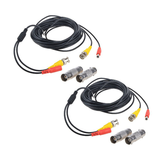 2-Pack 25ft Flashmen HD Video Power Security Camera Cables Pre-Made All-in-One Extension Wire Cord with BNC Connectors