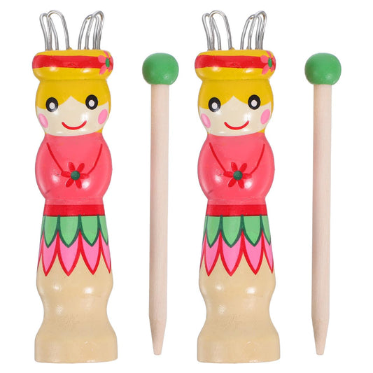 Healifty 2Pcs DIY Hand Tool Set with Doll and Point Needle 4.33In Weaving and Knitting Tools for Kids and Artists Craft Yarn Projects