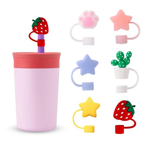 Horsdo 6pcs Straw Cover Cap for Owala Kids Cup, Dust-Proof Drinking Silicone Straws Reusable Straws Tips Lids,12mm 0.47in Lid Accessories (6pcs)