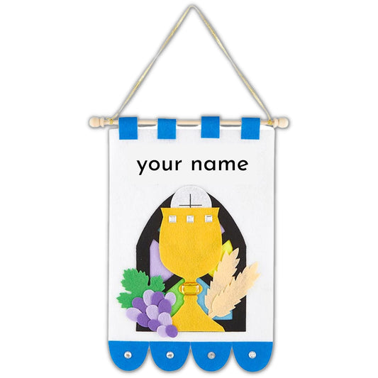 My First Communion Banner Kit, Catholic DIY Craft for Girls and Boys, Includes Supplies and Instructions, 12" X 9"