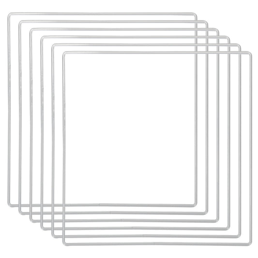 PATIKIL 7.9" Square Dream Catcher Rings, 6 Pcs Metal Macrame Wreath Floral Ring Hoop for Home DIY Craft Wedding Wall Hanging Decoration, Silver Tone