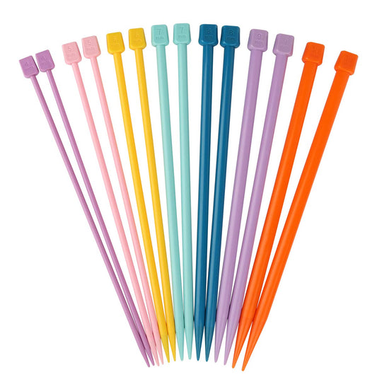 Coopay 14PCS Plastic Knitting Needles for Beginner, 10 inch Long Straight Knitting Needles Single Pointed Needles Colorful Knit Needle Set Knitting Kit DIY Craft Yarn Weaving Tool,4mm to 10mm