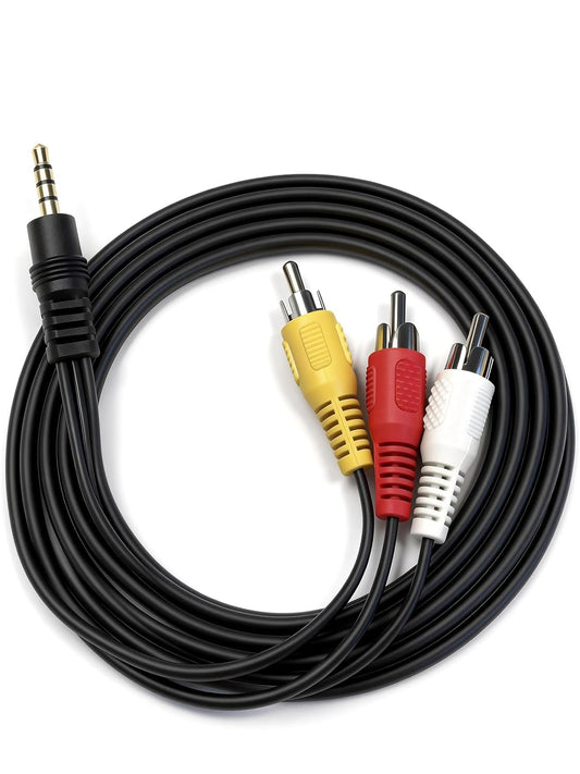 WinRaybot 3.5mm 3.3ft, 1/8" 4 to RCA Cable TRRS Pole Male to A Male Audio Video Composite AV Cord for TV, Projector